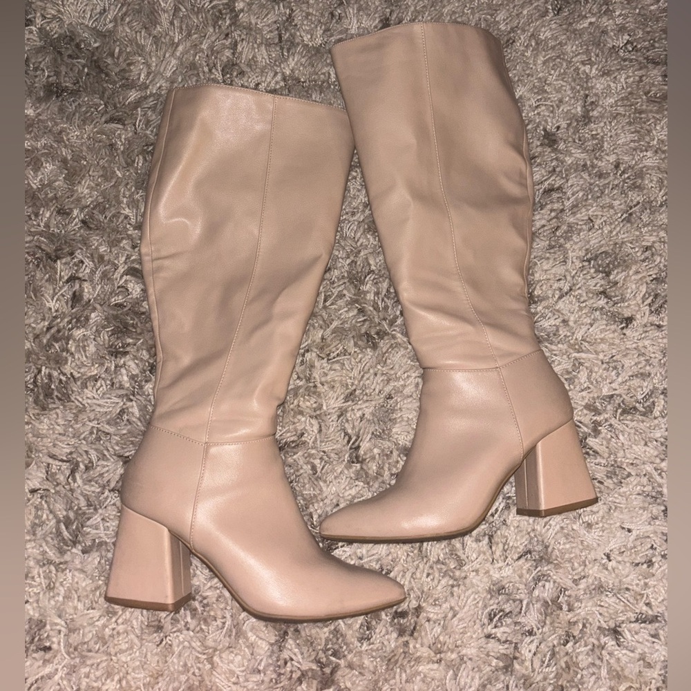 Journee Collection Knee-High Wide Calf Taupe Boots